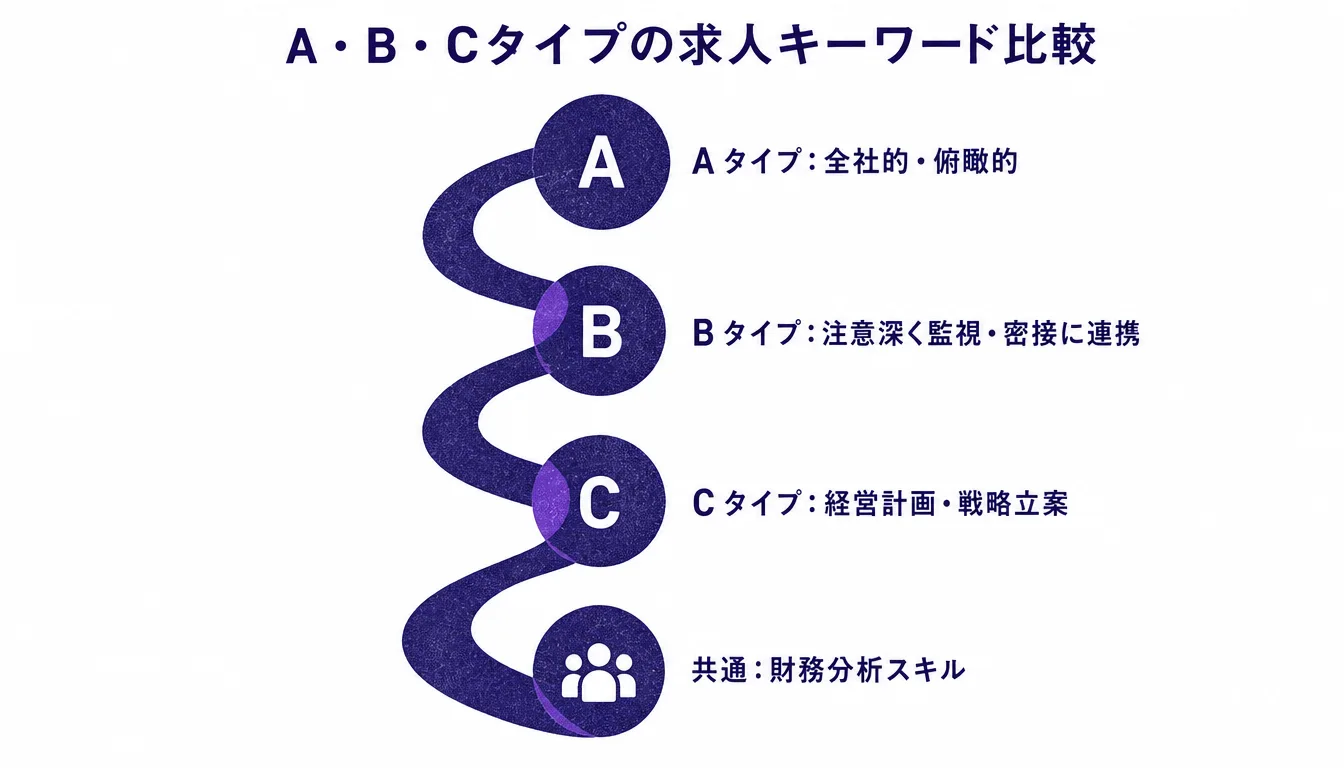 A・B・Cタイプの求人票キーワード比較図