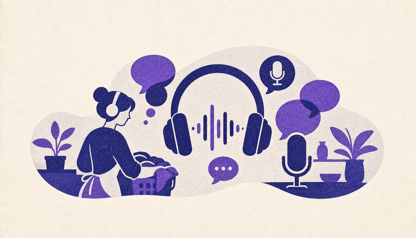 ポッドキャストを聴きながら過ごすイメージイラスト